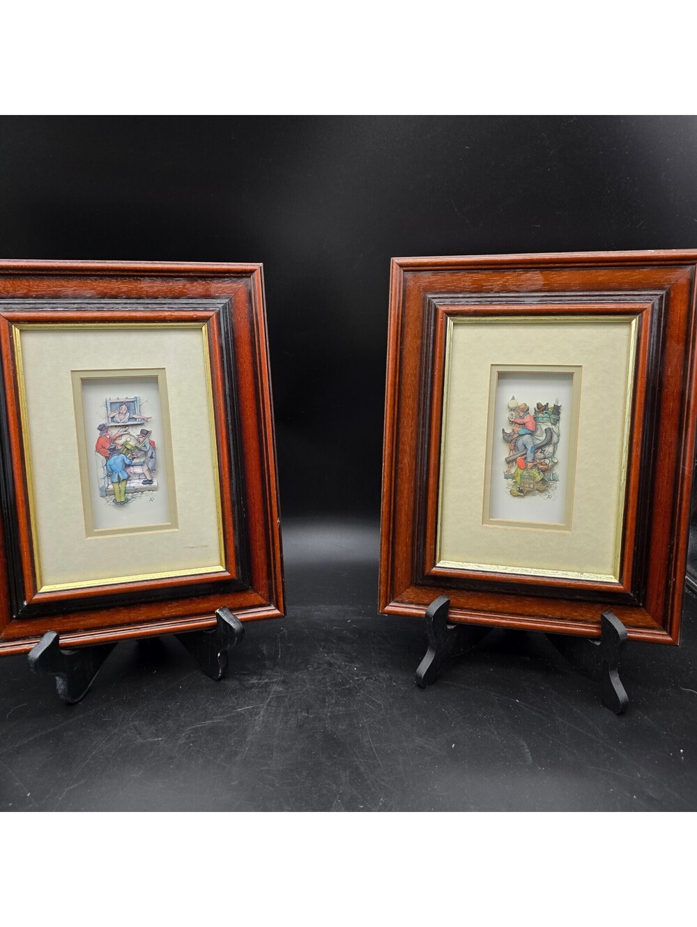 Vintage Anton Pieck 3D Decoupage Shadow Box Pair Consort Pictures Ireland Set 2